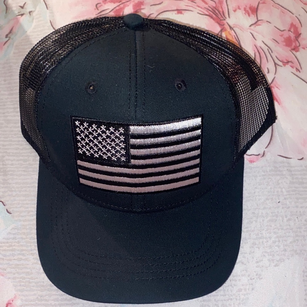 Black Mesh Cap with American Flag Patch